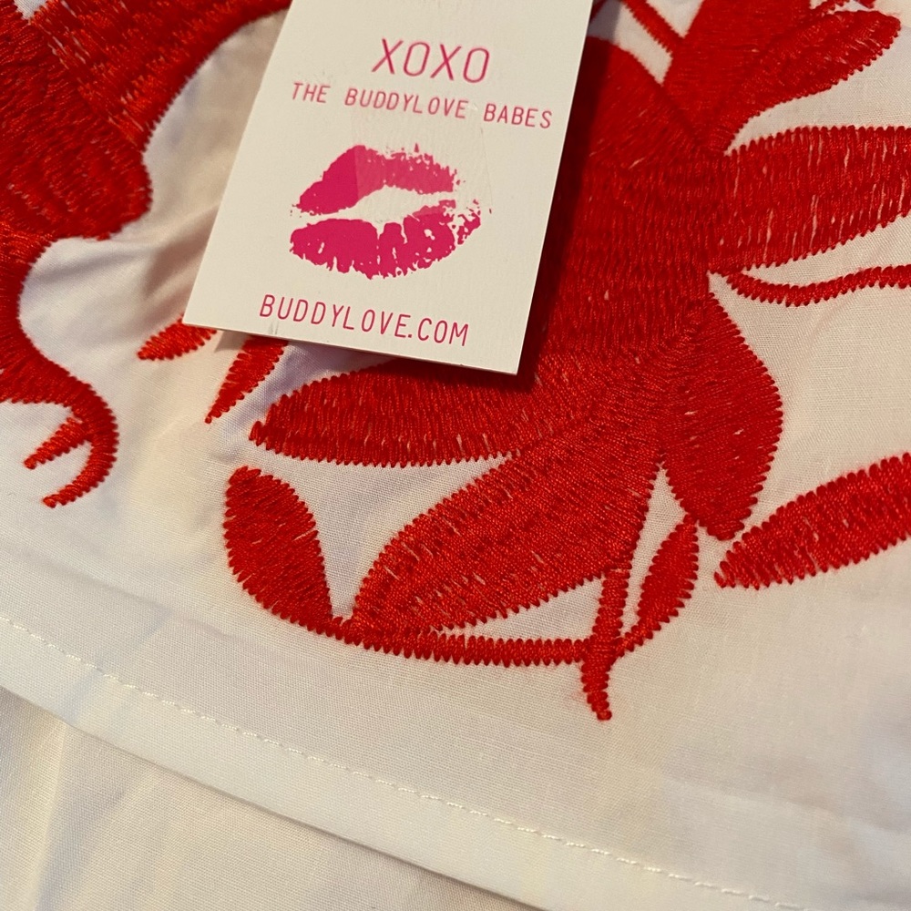 XOXO Ruffled Off the Shoulder Embroidered Top - Picture 5 of 5